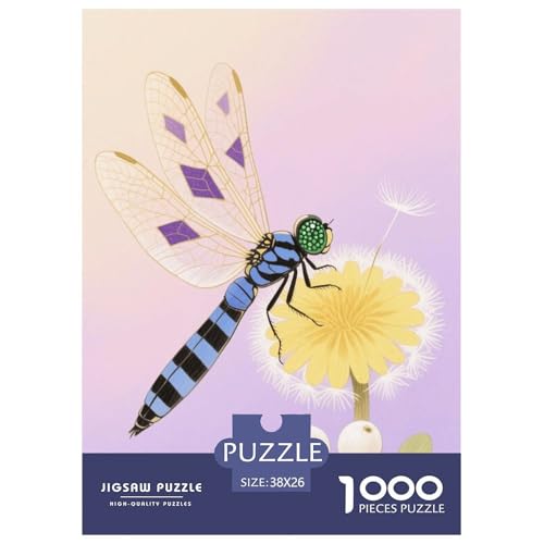 1000 Teile Drachefly Puzzle Für Erwachsene Und Kinder Geschicklichkeitsspiel Libelle Löwenzahn Puzzles Aus Karton Wohndekoration Geschenk Für Erwachsene 38x26cm/1000pcs von EMYXPAQM
