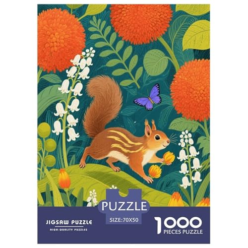 1000 Teile Eichhörnchen Puzzle Für Erwachsene Und Kinder Geschicklichkeitsspiel Eichhörnchen Blumen Puzzle Aus Karton Wohndekoration Geschenk Für Kinder 70x50cm/1000pcs von EMYXPAQM