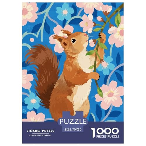 1000 Teile Eichhörnchen Puzzle Für Erwachsene Und Kinder Geschicklichkeitsspiel Eichhörnchen Blumen Puzzles Aus Karton Wohndekoration Geschenk Für Erwachsene 70x50cm/1000pcs von EMYXPAQM