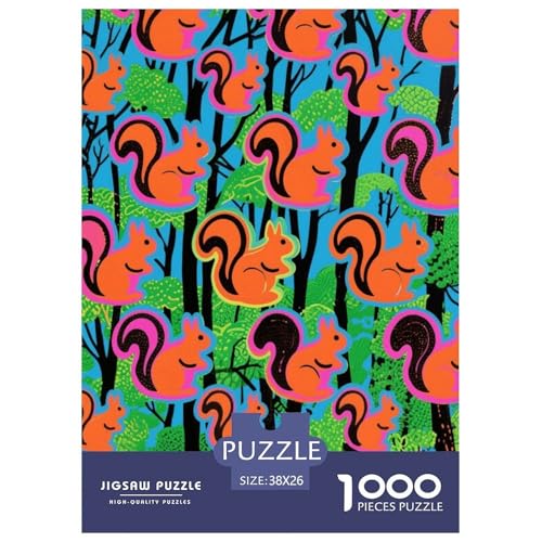 1000 Teile Eichhörnchen Puzzle Für Erwachsene Und Kinder Geschicklichkeitsspiel Eichhörnchen Wald Puzzle Aus Karton Wohndekoration Geschenk Für Kinder 38x26cm/1000pcs von EMYXPAQM