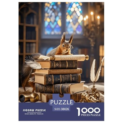 1000 Teile Eichhörnchen Puzzle Für Erwachsene Und Kinder Geschicklichkeitsspiel Eichhörnchen liest Buch Puzzle Aus Karton Wohndekoration Geschenk Zu Weihnachten 38x26cm/1000pcs von EMYXPAQM