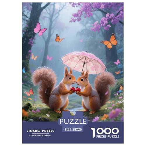 1000 Teile Eichhörnchens Puzzle Für Erwachsene Und Kinder Geschicklichkeitsspiel Zwei süße Eichhörnchen Puzzle Aus Karton Wohndekoration Geschenkideen 38x26cm/1000pcs von EMYXPAQM