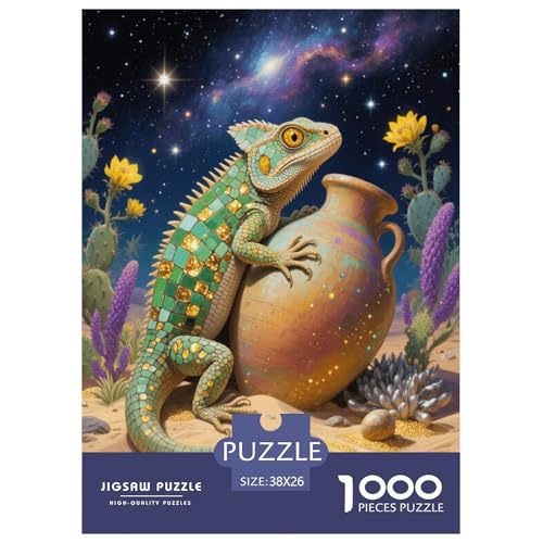 1000 Teile Eidechse Puzzle Für Erwachsene Und Kinder Geschicklichkeitsspiel Eidechse Kaktus Puzzle Aus Karton Wohndekoration Einzigartiges Geschenk 38x26cm/1000pcs von EMYXPAQM