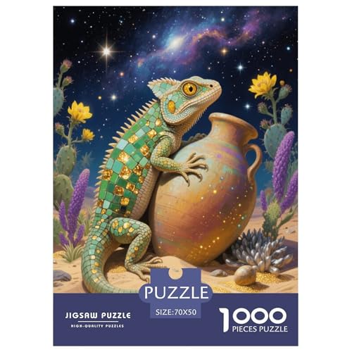 1000 Teile Eidechse Puzzle Für Erwachsene Und Kinder Geschicklichkeitsspiel Eidechse Kaktus Puzzle Aus Karton Wohndekoration Unique Gift 70x50cm/1000pcs von EMYXPAQM