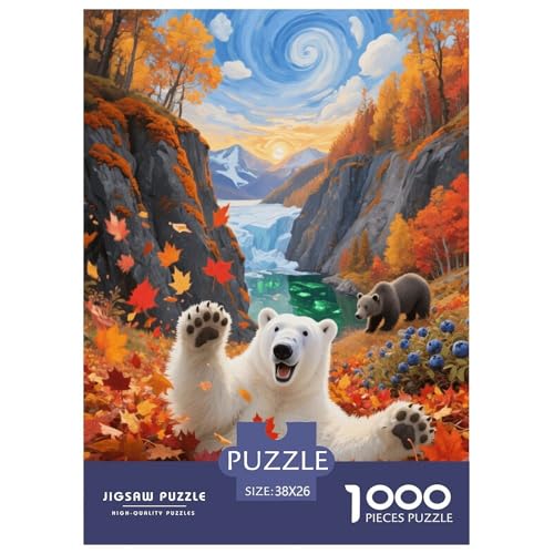 1000 Teile Eisbär Puzzle – Für Erwachsene, Anspruchsvolles Spiel, Ahornblatt-Schlucht Puzzles, Wohnkultur, Geschenk Für Kinder 38x26cm/1000pcs von EMYXPAQM