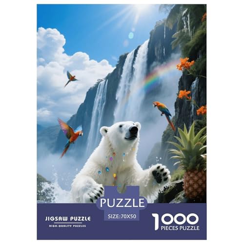 1000 Teile Eisbär Puzzle – Für Erwachsene, Anspruchsvolles Spiel, Tropical Wasserfall Puzzles, Wohnkultur, Geschenkideen 70x50cm/1000pcs von EMYXPAQM
