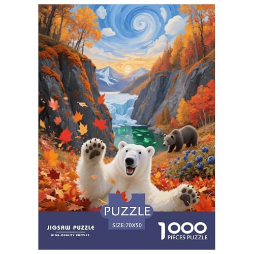 1000 Teile Eisbär Puzzle – Für Erwachsene, Herausforderndes Denkspiel, Ahornblatt-Schlucht Puzzle, DekoRatteion, Geschenk Für Erwachsene 70x50cm/1000pcs von EMYXPAQM