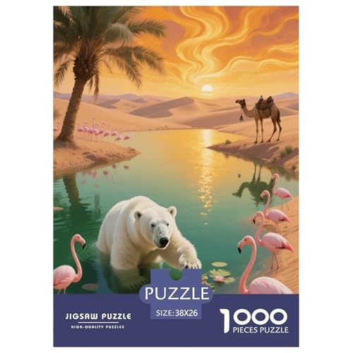 1000 Teile Eisbär Puzzle – Für Erwachsene, Herausforderndes Denkspiel, Wüste Oasis Puzzle, DekoRatteion, Geschenk Für Kinder 38x26cm/1000pcs von EMYXPAQM
