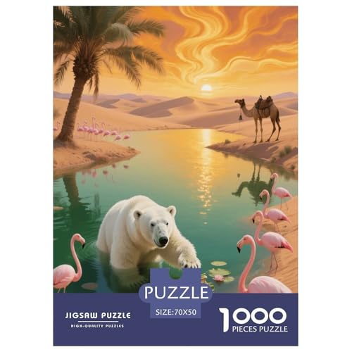 1000 Teile Eisbär Puzzle – Für Erwachsene, Herausforderndes Denkspiel, Wüste Oasis Puzzle, DekoRatteion, Geschenk Für Kinder 70x50cm/1000pcs von EMYXPAQM