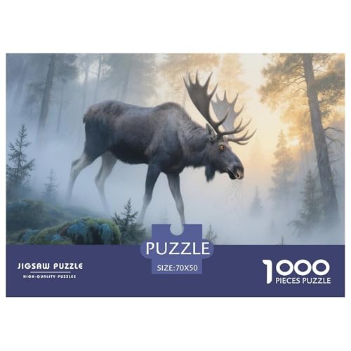1000 Teile Elch Puzzle Für Erwachsene Und Kinder Familien Spiel Puzzle Aus Karton Wohndekoration Unique Gift 70x50cm/1000pcs von EMYXPAQM