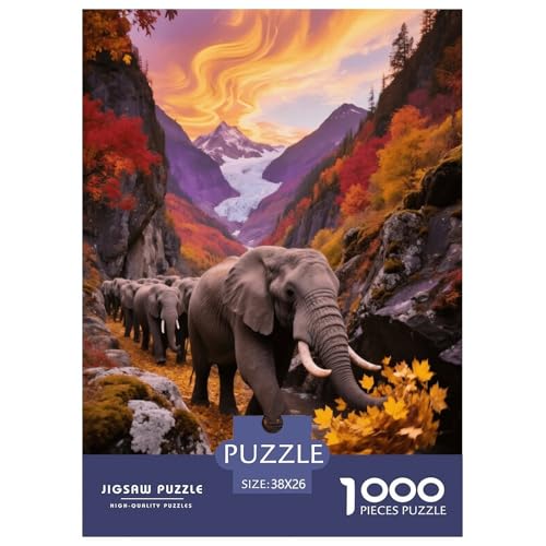 1000 Teile Elefant Puzzle – Für Erwachsene, Anspruchsvolles Spiel, Elefantenherdenwanderung Puzzles, DekoRatteion, Geschenk Zum Geburtstag 38x26cm/1000pcs von EMYXPAQM