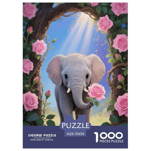 1000 Teile Elefant Puzzle – Für Erwachsene, Familienspaß & Gemeinsames Spiel, Rosenbogen Puzzle, Dekoration, Geschenk Zum Geburtstag 70x50cm/1000pcs von EMYXPAQM