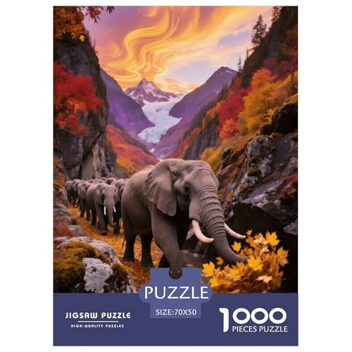 1000 Teile Elefant Puzzle – Für Erwachsene, Herausforderndes Denkspiel, Elefantenherdenwanderung Puzzle, DekoRatteion, Geschenkideen 70x50cm/1000pcs von EMYXPAQM