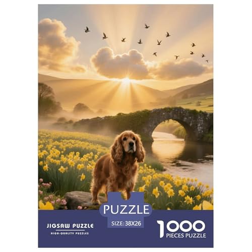 1000 Teile English Cocker Spaniel Puzzle – Für Erwachsene, Familienspaß & Lernspielzeug, Hund Narzissental Puzzles, Wohnkultur, Geschenk Für Kinder 38x26cm/1000pcs von EMYXPAQM