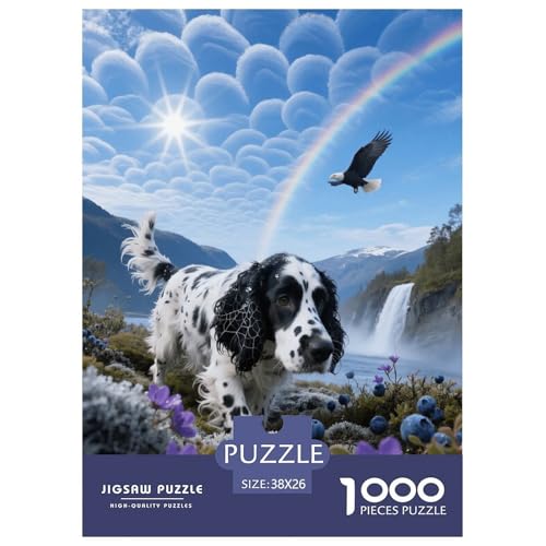 1000 Teile English Cocker Spaniel Puzzle – Für Erwachsene, Familienspaß & Lernspielzeug, Hund Wolken Puzzle, Dekoration, Geschenk Zum Geburtstag 38x26cm/1000pcs von EMYXPAQM