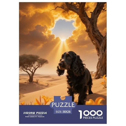 1000 Teile English Cocker Spaniel Puzzle – Für Erwachsene, Familienspaß & Lernspielzeug, Hund Wüste Puzzle, Wohnkultur, Geschenk Zum Geburtstag 38x26cm/1000pcs von EMYXPAQM