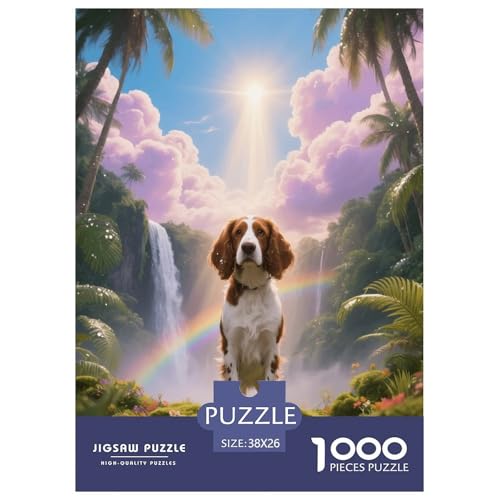 1000 Teile English Springer Spaniel Puzzle – Für Erwachsene, Familienspaß & Lernspielzeug, Hund Tropischer Regenwald Puzzle, Dekoration, Geschenk Für Erwachsene 38x26cm/1000pcs von EMYXPAQM