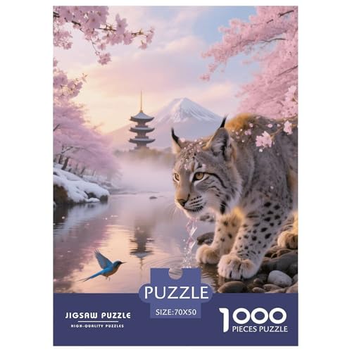 1000 Teile Eurasischer Luchs Puzzle – Für Erwachsene, Anspruchsvolles Spiel, Bachufer Puzzles, Wohnkultur, Geschenkideen 70x50cm/1000pcs von EMYXPAQM