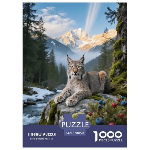 1000 Teile Eurasischer Luchs Puzzle – Für Erwachsene, Anspruchsvolles Spiel, Berge Puzzles, Wohnkultur, Geschenk Für Kinder 70x50cm/1000pcs 1000 Teile Eurasischer Luchs Puzzle – Für Erwachsene, Anspruchsvolles Spiel, Berge Puzzles, Wohnkultur, Geschenk Für Kinder 70x50cm/1000pcs von EMYXPAQM