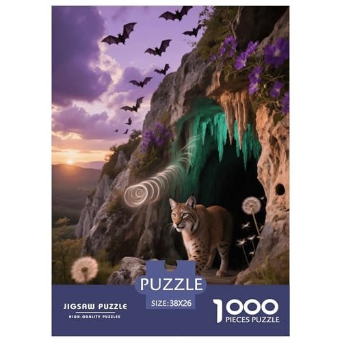 1000 Teile Eurasischer Luchs Puzzle – Für Erwachsene, Anspruchsvolles Spiel, Fledermaus Puzzle, Wohnkultur, Geschenk Für Erwachsene 38x26cm/1000pcs von EMYXPAQM
