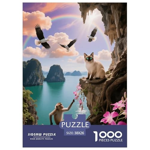 1000 Teile Europäisch Burma Puzzle – Für Erwachsene, Familienspaß & Lernspielzeug, Katze AFFE Seeadler Puzzle, Dekoration, Geschenk Zum Geburtstag 38x26cm/1000pcs von EMYXPAQM
