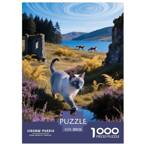 1000 Teile Europäisch Burma Puzzle – Für Erwachsene, Familienspaß & Lernspielzeug, Katze See Fuchs Puzzle, Wohnkultur, Einzigartiges Geschenk 38x26cm/1000pcs von EMYXPAQM