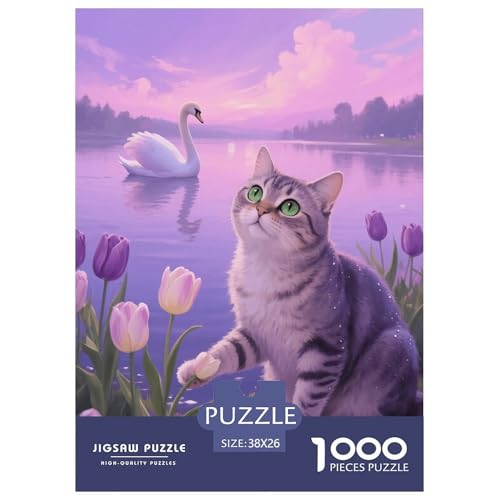 1000 Teile Europäisch Kurzhaar Katze Puzzle – Für Erwachsene, Herausforderndes Denkspiel, Flower Seeside Puzzle, DekoRatteion, Geschenk Für Kinder 38x26cm/1000pcs von EMYXPAQM