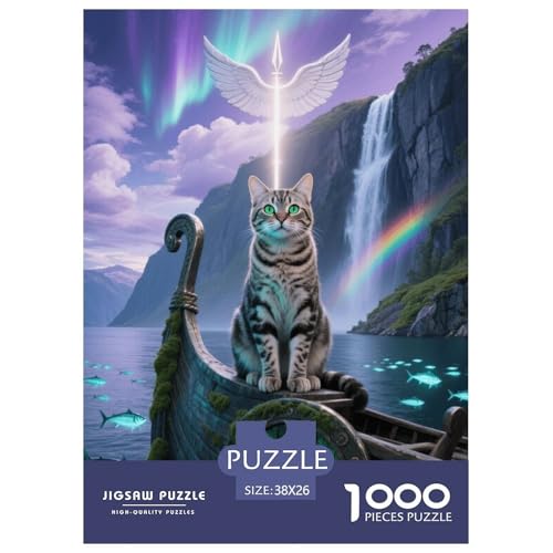 1000 Teile Europäisch Kurzhaar Puzzle – Für Erwachsene, Familienspaß & Lernspielzeug, Katze Boot Puzzles, Wohnkultur, Geschenk Für Kinder 38x26cm/1000pcs von EMYXPAQM