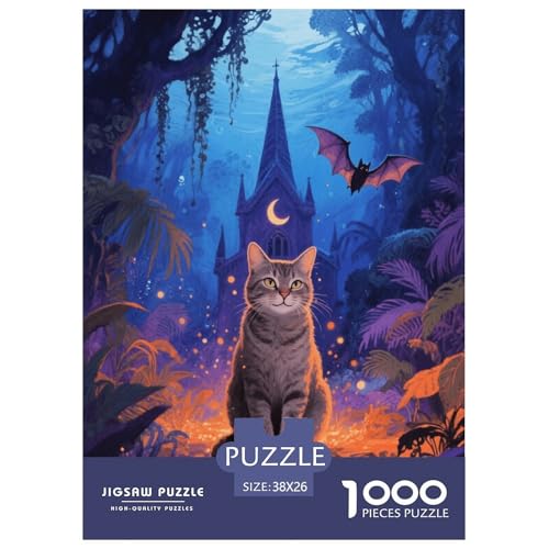 1000 Teile Europäisch Kurzhaar Puzzle – Für Erwachsene, Familienspaß & Lernspielzeug, Katze Kirche Puzzle, Dekoration, Geschenk Für Erwachsene 38x26cm/1000pcs von EMYXPAQM