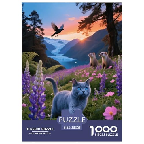 1000 Teile Europäisch Kurzhaar Puzzle – Für Erwachsene, Familienspaß & Lernspielzeug, Katze Marder Puzzles, Wohnkultur, Geschenkideen 38x26cm/1000pcs von EMYXPAQM