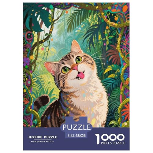 1000 Teile Europäisch Kurzhaar Puzzle – Für Erwachsene, Familienspaß & Lernspielzeug, Katze Regenwald Puzzles, Dekoration, Geschenk Zum Geburtstag 38x26cm/1000pcs von EMYXPAQM