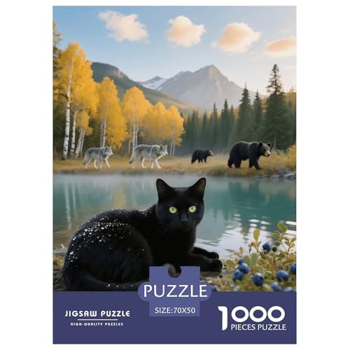 1000 Teile Europäisch Kurzhaar Puzzle Für Jugendliche Und Erwachsene Entspannung Spiel Schwarze Katze Braunbär Puzzles Aus Karton Wohndekoration Einzigartiges Geschenk 70x50cm/1000pcs von EMYXPAQM