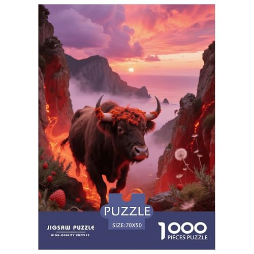 1000 Teile Europäischer Bison Puzzle – Für Erwachsene, Anspruchsvolles Spiel, Lava Puzzles, DekoRatteion, Geschenkideen 70x50cm/1000pcs von EMYXPAQM