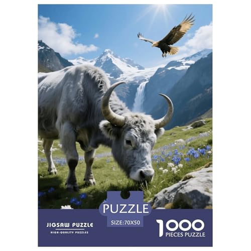 1000 Teile Europäischer Bison Puzzle – Für Erwachsene, Anspruchsvolles Spiel, Wiese Puzzle, Wohnkultur, Geschenk Für Erwachsene 70x50cm/1000pcs von EMYXPAQM