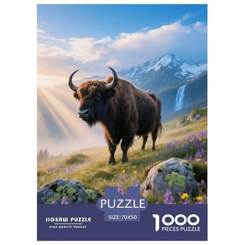 1000 Teile Europäischer Bison Puzzle – Für Erwachsene, Herausforderndes Denkspiel, Alpine Wiese Puzzle, DekoRatteion, Geschenkideen 70x50cm/1000pcs von EMYXPAQM
