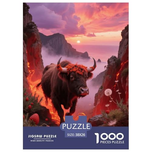 1000 Teile Europäischer Bison Puzzle – Für Erwachsene, Herausforderndes Denkspiel, Lava Puzzle, DekoRatteion, Geschenk Für Kinder 38x26cm/1000pcs von EMYXPAQM