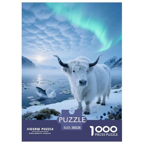 1000 Teile Europäischer Bison Puzzle – Für Erwachsene, Herausforderndes Denkspiel, Schneefeld Puzzle, DekoRatteion, Geschenkideen 38x26cm/1000pcs von EMYXPAQM