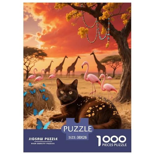 1000 Teile Exotic Shorthair Puzzle – Für Erwachsene, Familienspaß & Lernspielzeug, Katze Giraffe Puzzles, Wohnkultur, Geschenkideen 38x26cm/1000pcs von EMYXPAQM