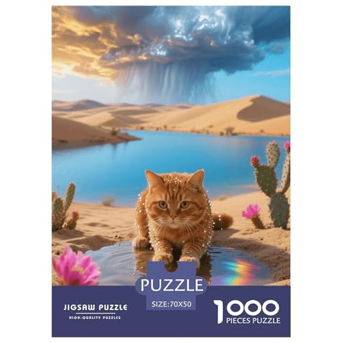 1000 Teile Exotic Shorthair Puzzle – Für Erwachsene, Familienspaß & Lernspielzeug, Katze Wüste Puzzle, Wohnkultur, Geschenkideen 70x50cm/1000pcs von EMYXPAQM