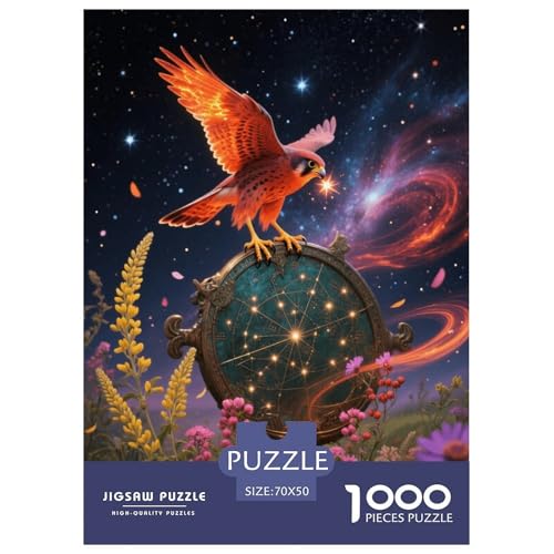 1000 Teile Falke Puzzle Für Erwachsene Und Kinder Entspannung Spiel Turmfalke Glitzernder Nebel Puzzles Aus Karton Wohndekoration Geschenk Zum Geburtstag 70x50cm/1000pcs von EMYXPAQM