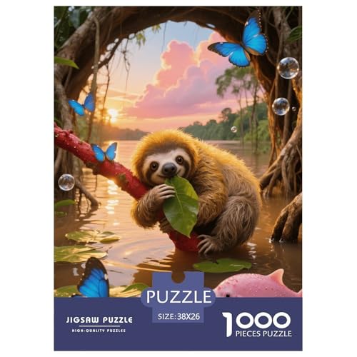 1000 Teile Faultier Puzzle – Für Erwachsene, Anspruchsvolles Spiel, Fluss Puzzles, Wohnkultur, Geschenk Für Erwachsene 38x26cm/1000pcs von EMYXPAQM