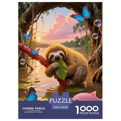 1000 Teile Faultier Puzzle – Für Erwachsene, Anspruchsvolles Spiel, Fluss Puzzles, Wohnkultur, Geschenkideen 70x50cm/1000pcs von EMYXPAQM