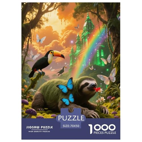 1000 Teile Faultier Puzzle – Für Erwachsene, Anspruchsvolles Spiel, Tukan Puzzle, Wohnkultur, Einzigartiges Geschenk 70x50cm/1000pcs von EMYXPAQM