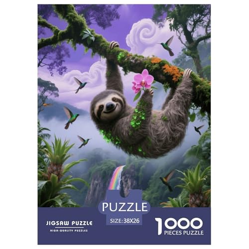 1000 Teile Faultier Puzzle – Für Erwachsene, Herausforderndes Denkspiel, Dschungel Wasserfall Puzzle, DekoRatteion, Geschenk Für Erwachsene 38x26cm/1000pcs von EMYXPAQM