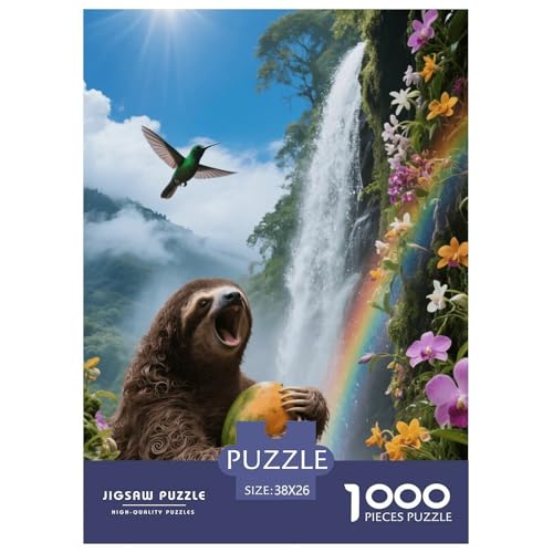 1000 Teile Faultier Puzzle – Für Erwachsene, Herausforderndes Denkspiel, Mountain Wasserfall Puzzle, DekoRatteion, Geschenk Zum Geburtstag 38x26cm/1000pcs von EMYXPAQM