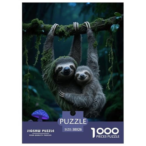 1000 Teile Faultier Puzzle Für Erwachsene Und Kinder Geschicklichkeitsspiel Faultier Mutter Baby Puzzle Aus Karton Wohndekoration Geschenk Für Erwachsene 38x26cm/1000pcs von EMYXPAQM