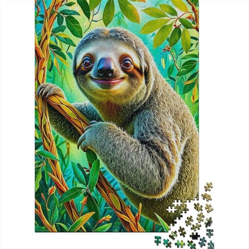 1000 Teile Faultier Puzzle Für Erwachsene Und Kinder Holzpuzzle Familien Spiel Faultier Grünranken Puzzles Wohndekoration Unique Gift 1000pcs (75x50cm) von EMYXPAQM