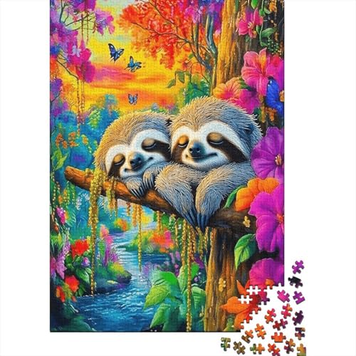 1000 Teile Faultiers Puzzle Für Erwachsene Und Kinder Holzpuzzle Puzzlespiel Kreativspiel Zwei Faultiere Blumen Dschungel Puzzles Wohndekoration Geschenk Für Erwachsene 1000pcs (75x50cm) von EMYXPAQM