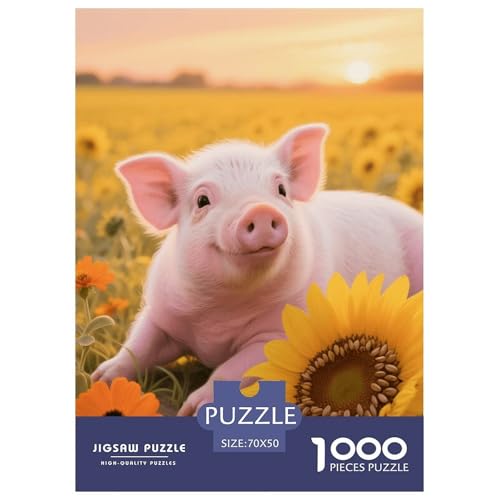 1000 Teile Ferkel Puzzle – Für Erwachsene, Familienspaß & Gemeinsames Spiel, Sonnenblumenfeld Puzzle, Dekoration, Geschenkideen 70x50cm/1000pcs von EMYXPAQM