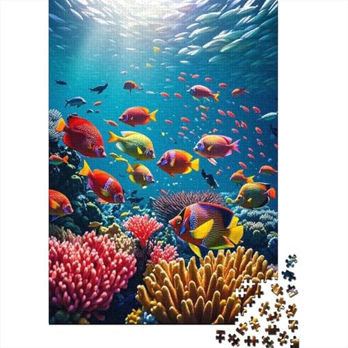 1000 Teile Fisch Puzzle Für Erwachsene Und Kinder Holzpuzzle Familien Spiel Bunter Fischschwarm Puzzle Wohndekoration Geschenk Zu Weihnachten 1000pcs (75x50cm) von EMYXPAQM